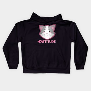 Cattitude face Kids Hoodie